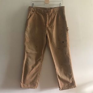 Carhartt Original Dungaree Fit utility workwear pants 34 x 30 distressed paint